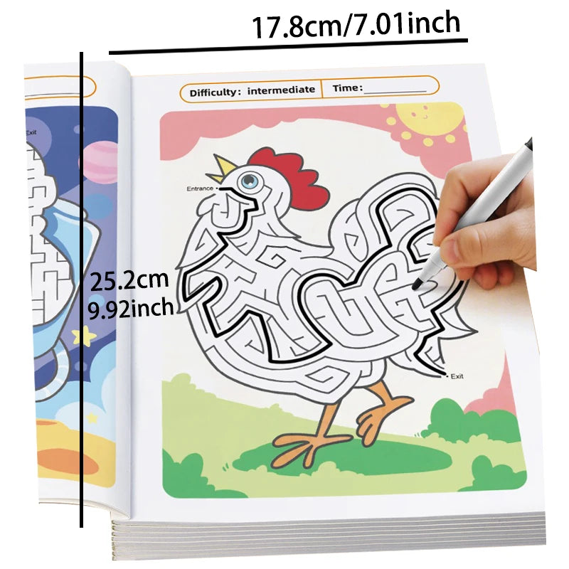 Maze Game Book Puzzle Colorful Pages for Age 3-8