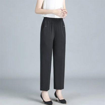 Elastic High Waist Casual Straight Pants