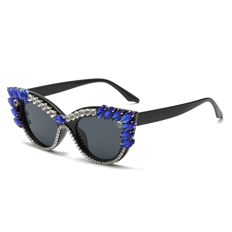 Cat Eye Colorful Big Diamond Sunglasses