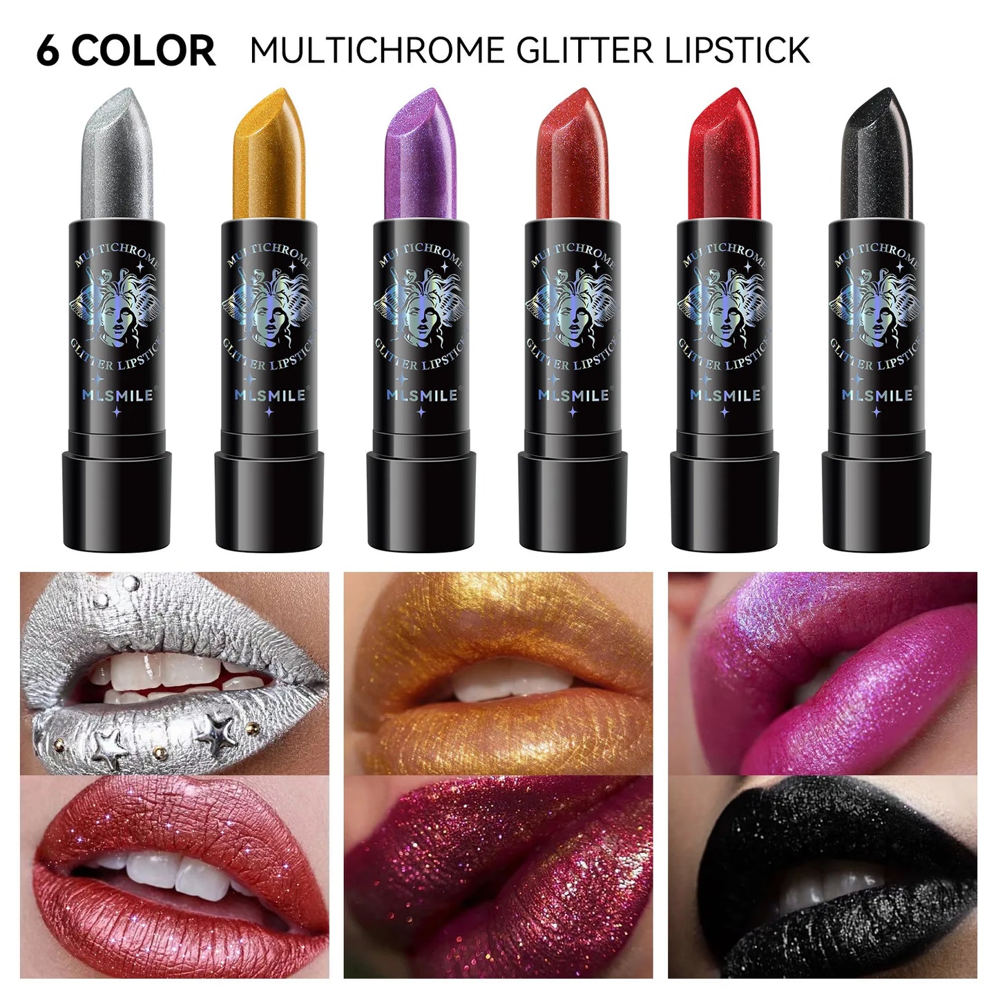 Glitter Lipstick Waterproof Diamond Pearlescent Metallic