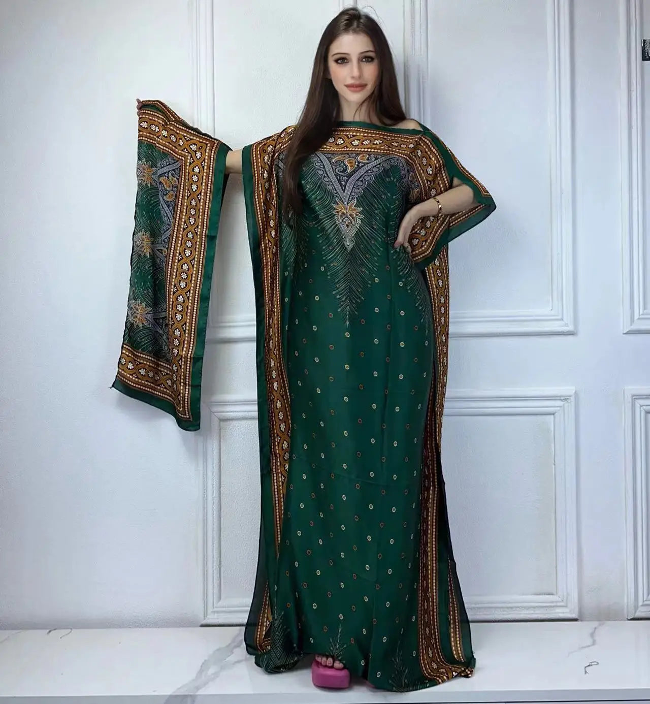 African Muslim Lady Summer Boho Kaftan Dress