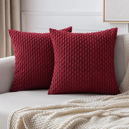 Burnt Orange Striped Cushion Covers Corduroy Pillowcases