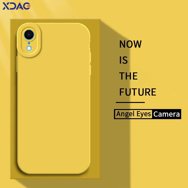 Angel Eyes Liquid Silicone Phone Case for iPhone X XR XS Max Full Protective Soft Waterproof Mobile Cover