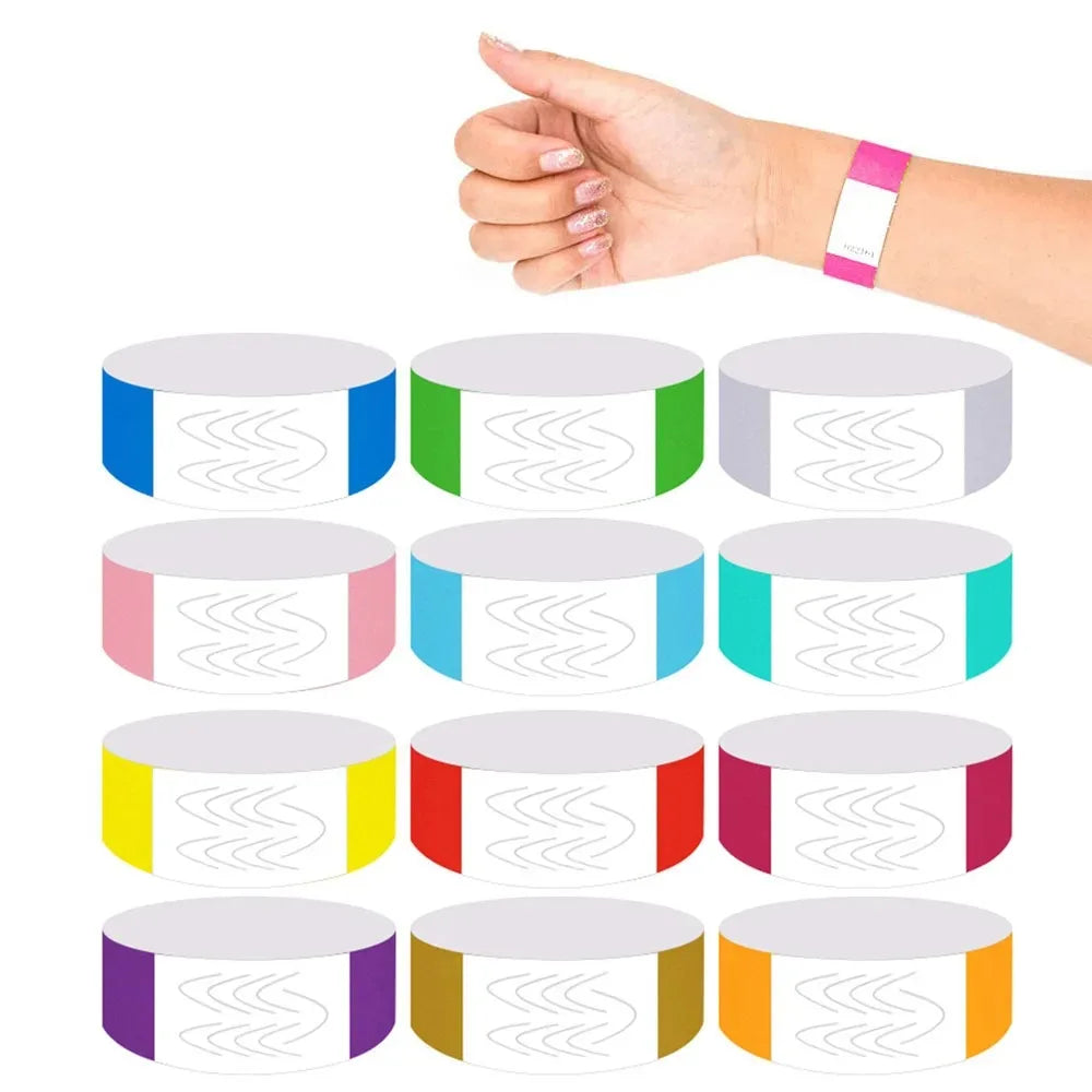 100Pcs Paper Tyvek Wristbands Waterproof