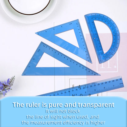 30cm Ruler Measuring and Drawing Kit with Straight Ruler Protractor and Triangle Set