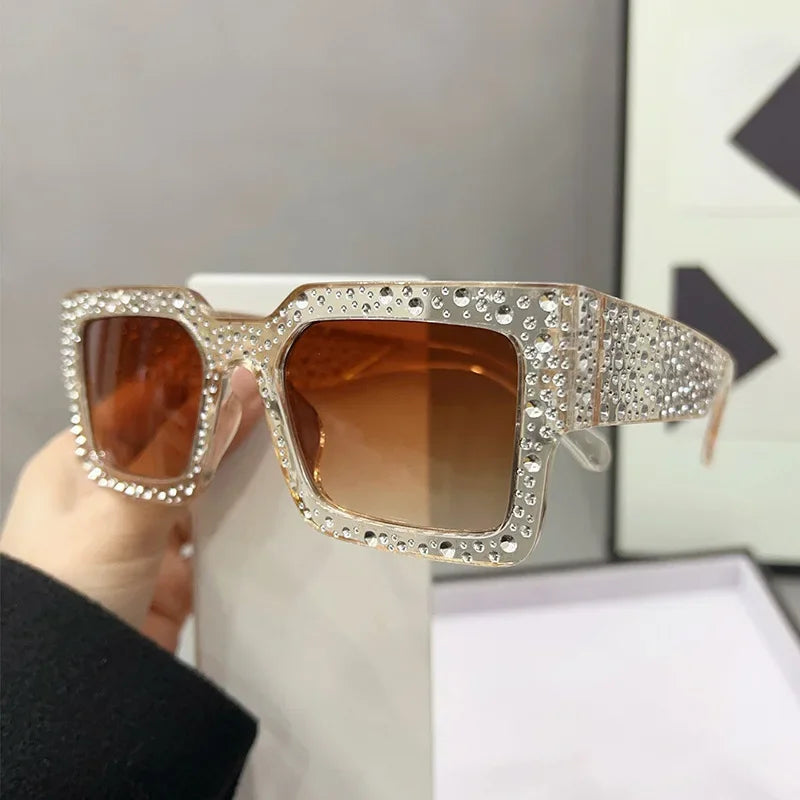 Crystal Square Diamond Big Frame Sunglasses