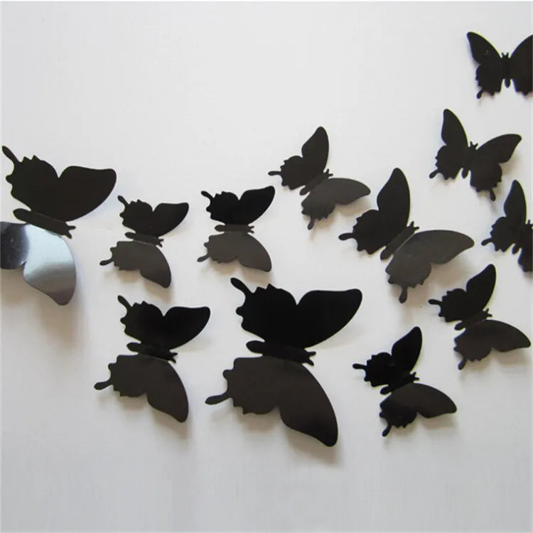 12pcs 3D Butterfly Mirror Wall Crystal Sticker