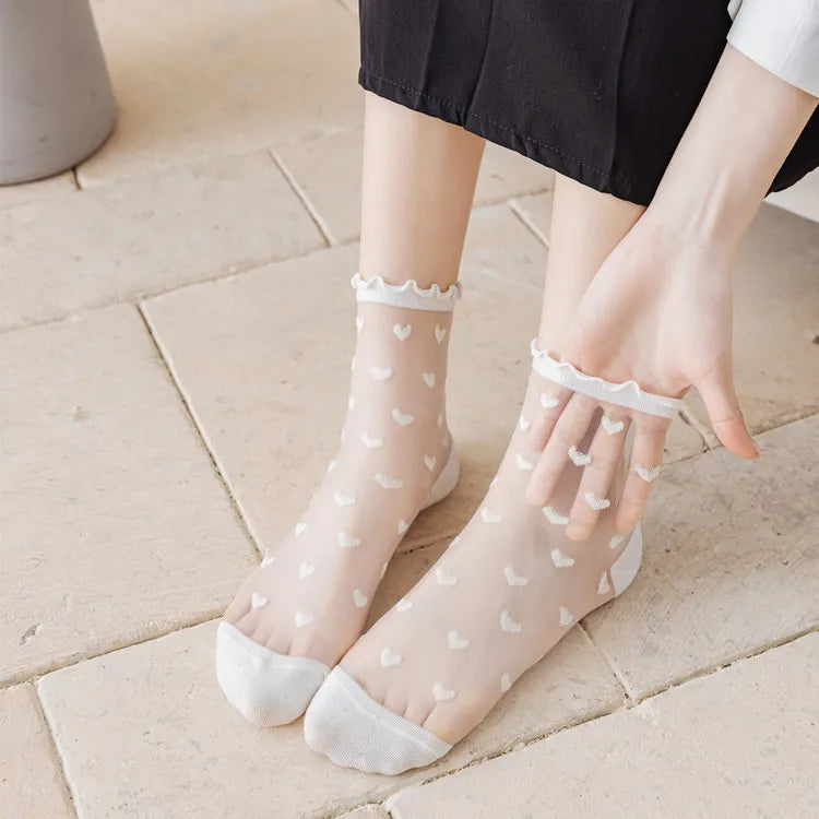 Thin Glasses French Lace Socks
