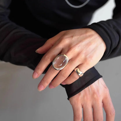 925 Sterling Silver Geometry Crystal Ring