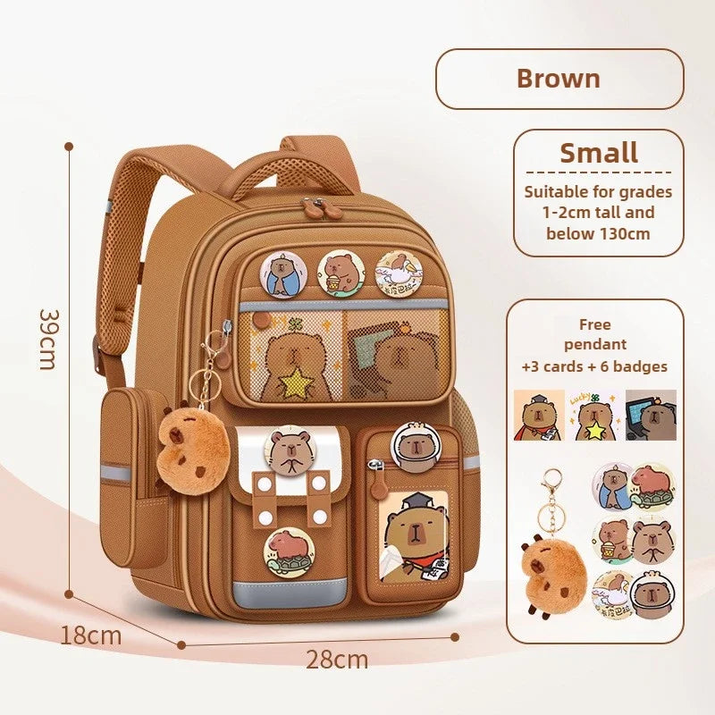 Capybara Children Backpack Waterproof Student Schoolbag Large Capacity