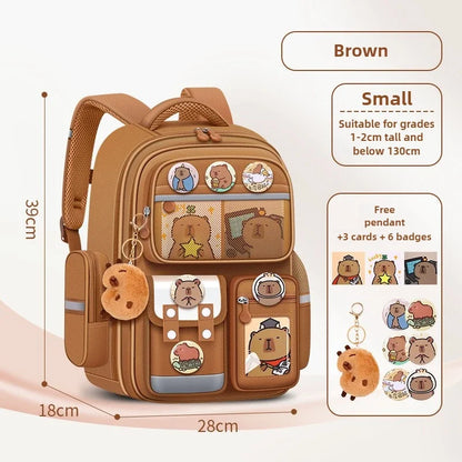 Capybara Children Backpack Waterproof Student Schoolbag Large Capacity
