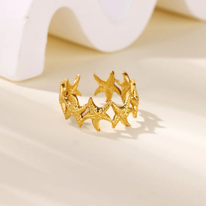 Gold Color Stainless Steel Delicate Flower Rings