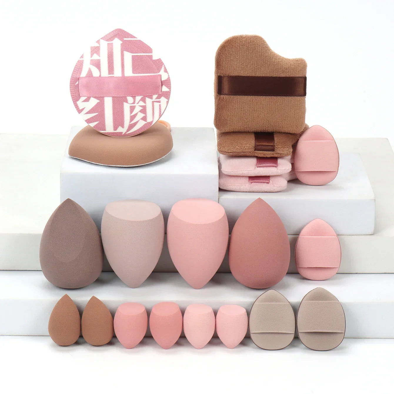 20 Pcs Pink Makeup Sponge and Makeup Puff Set