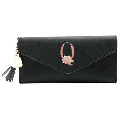 Black Small Leather Coin Rose Gold Wallet