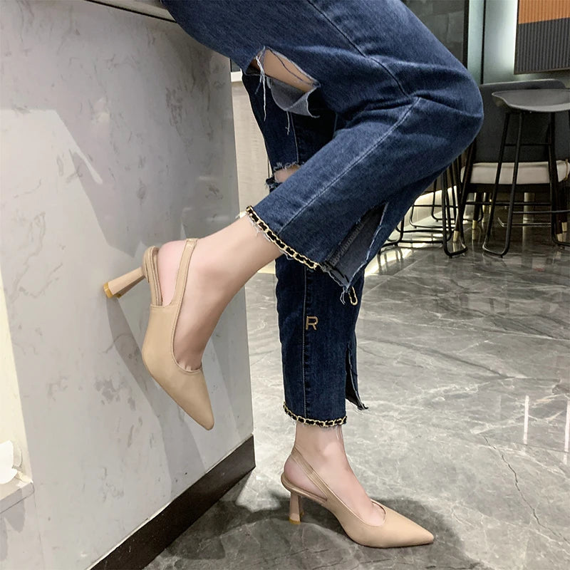 Stiletto Heel Shallow Mouth PU Sexy Sandals
