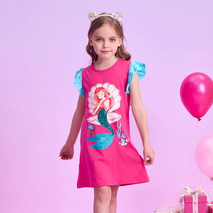 Summer Cartoon Toddler Mermaid Sequin Princess Dress