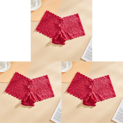 3PCS Mid-waist Lace Sexy Underwear Lingerie