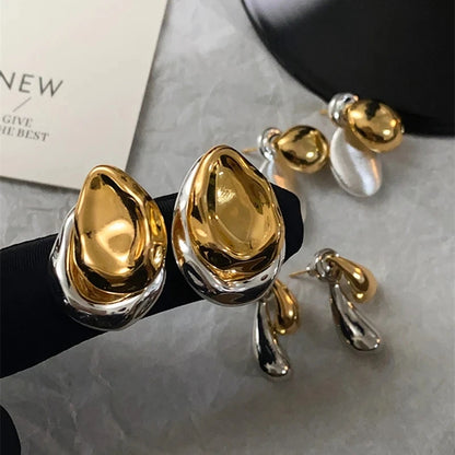 Stainless Steel Metal Splice Stud Earrings