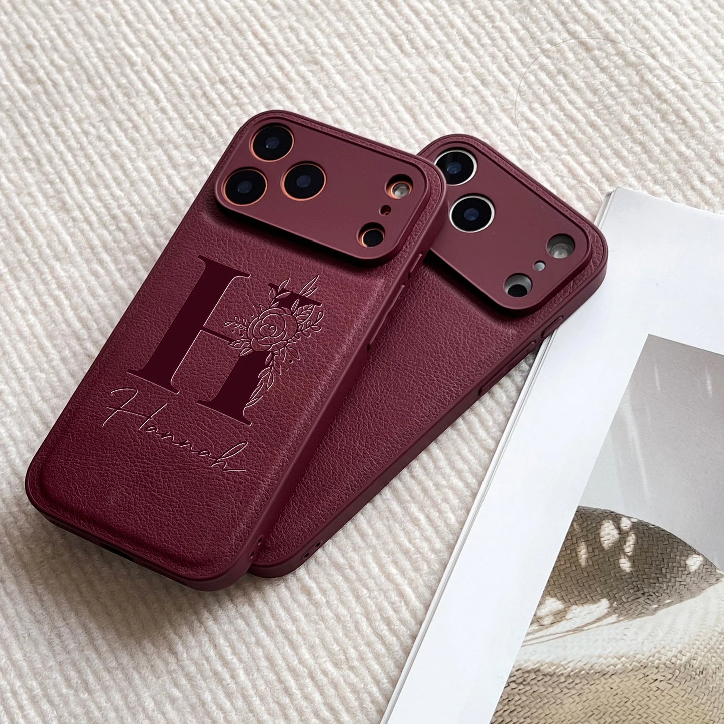 Initial Custom Big Letter with Flowers iPhone Case