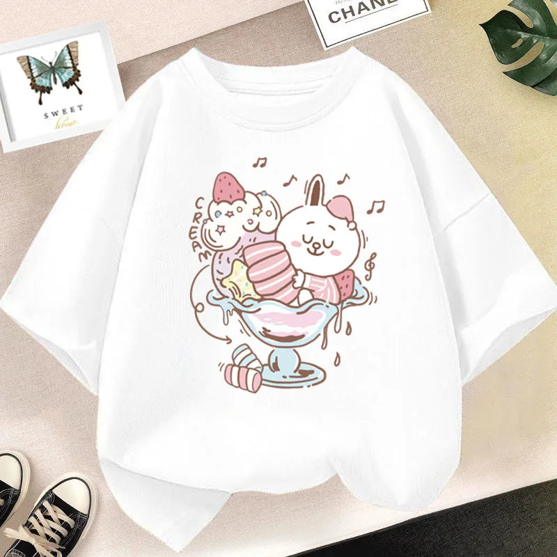 Cute Strawberry Milk Shake Cartoon T-shirt