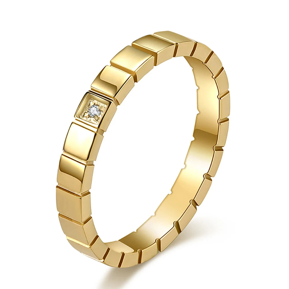 Zircon Checkered Couple Striped Geometric Ring