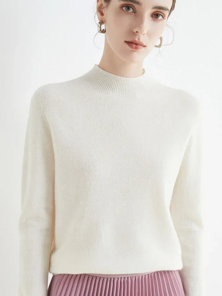 Solid Mock-neck Pullover Sweater