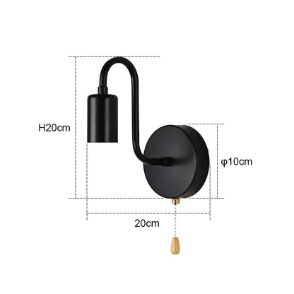 Nordic Industrial Wall Lamp Iron Black E27 Indoor Lighting