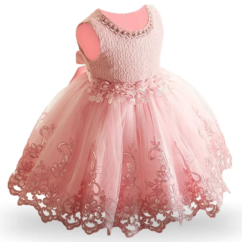 Baby Girls 1 Year Flowers Baptism Dress