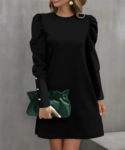 Round Neck Bubble Sleeve Dress
