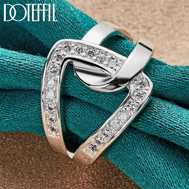 925 Sterling Silver Geometry AAAAA Zircon Ring