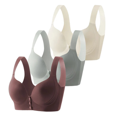 Fall Sweet 3PCS/set Wire-Free Front Closure Plus Size Bra