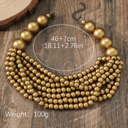African Bohemian Wooden Bead Handmade Necklace
