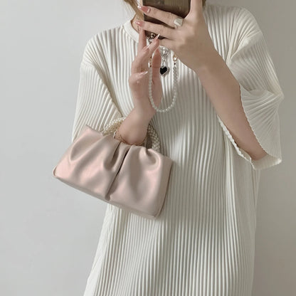 Pearl Handle Clutch Purse Handbags Luxury Square Shoulder Bags