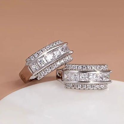 925 Sterling Silver Colorful/White Princess CZ Hoop Earrings