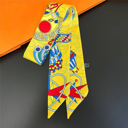 Zebra In Flowers Scarf Luxury Silk Scarf Hair Headband Foulard Skinny Scarves