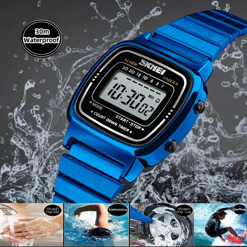 Bracelet Luxury Stainless Steel Strap Waterproof Digital Chronograph Wristwatch
