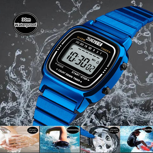 Bracelet Luxury Stainless Steel Strap Waterproof Digital Chronograph Wristwatch