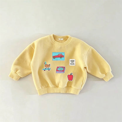 Cartoon Casual Loose Autumn Printed Toddler Printed Hoodie