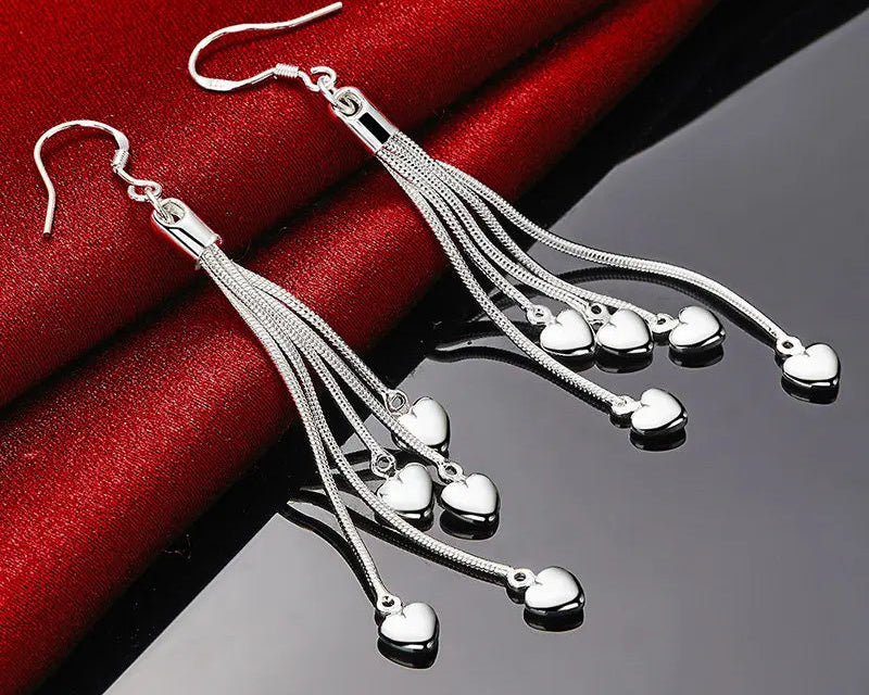 925 Sterling Silver Upper Heart Earrings