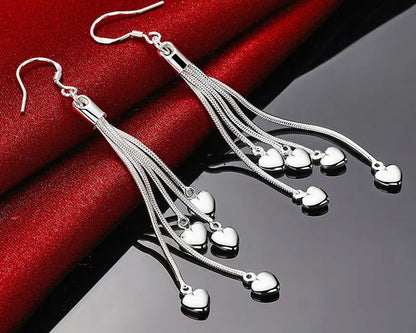 925 Sterling Silver Upper Heart Earrings