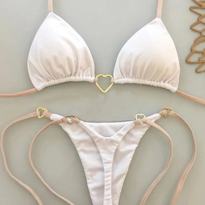 Low Waist Lace-up Swimsuit Bikini Set