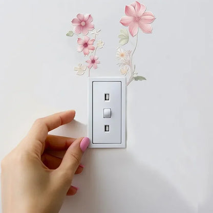 Beautiful flowers Switch Wall Sticker PVC Removable Waterproof sticker