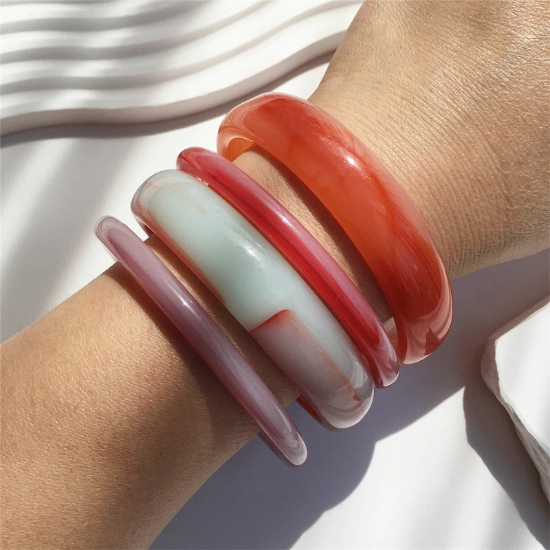 4-Piece Marble Acrylic Resin Bracelet