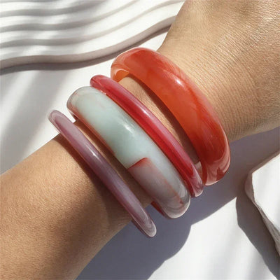 4-Piece Marble Acrylic Resin Bracelet