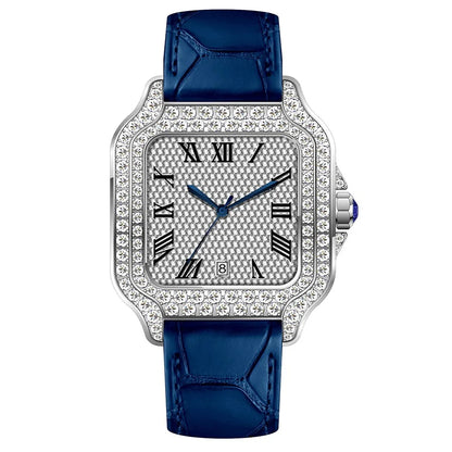 Leather Hip Hop Iced Out Jewellry Watch