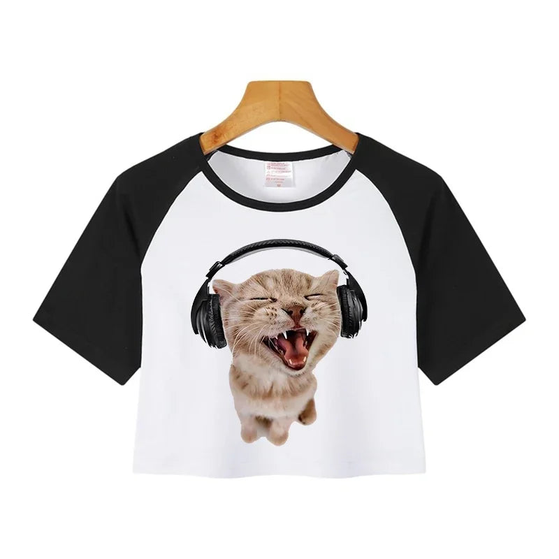 Casual Crop Tops Funny Graphic T-shirt