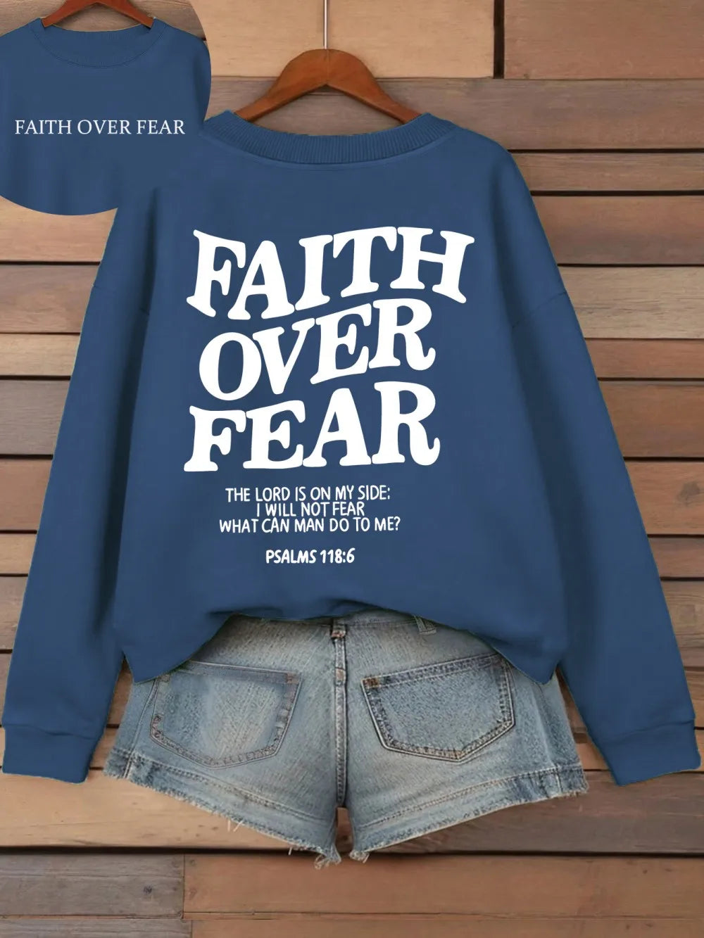 Casual Hoodies Faith Over Fear Letter Printing Sweatshirts Pocket Pullovers
