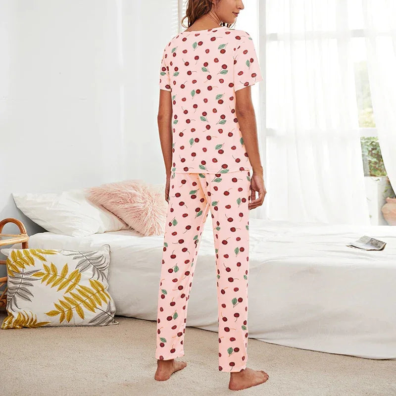 Cartoon Print Pajama Sleepwear Set