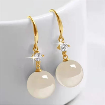 Green Hotan Natural Stone 18k Gold 925 Silver Stud Earring
