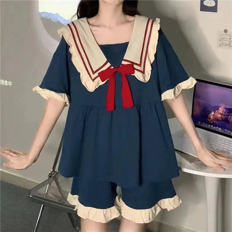 Princess Navy Sweet Cute Students Cartoon Pajamas